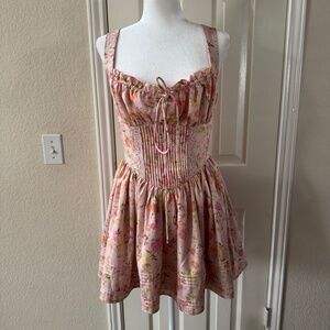 Steps New York Pink Floral Corset Mini Dress Size M Cottagecore valentine's